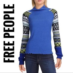 Free People Fair Isle Cowl Neck Sweater
